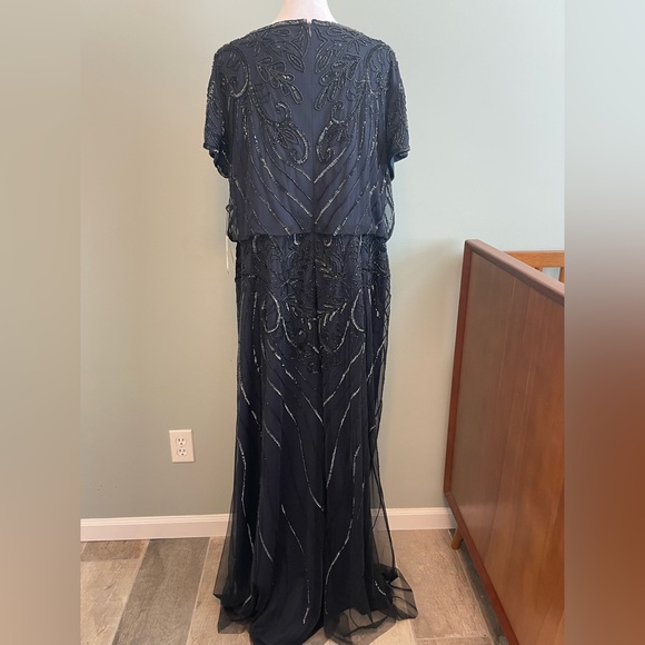 ADRIANNA PAPELL Midnight Blue and Black Beaded Dress - Picture 2 of 6